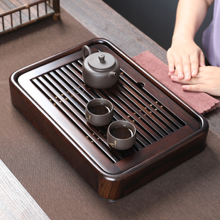 小茶盘现代简约黑檀木家用实木蓄水式茶台中式单层干泡茶盘小茶海