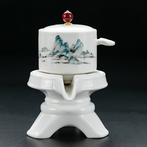 白瓷山水自动泡茶器陶瓷