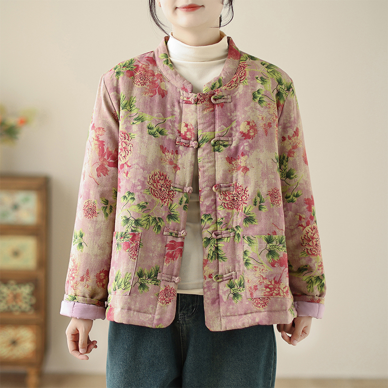 中国风禅意加棉加厚棉衣外套女秋冬季汉服棉麻宽松百搭棉袄上衣潮