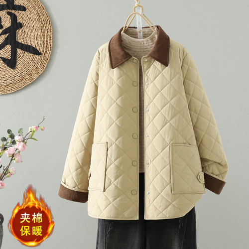 菱格棉衣女保暖棉服风衣夹棉外套
