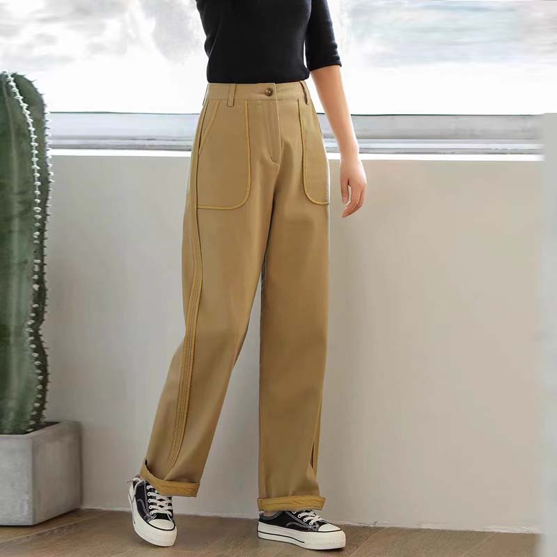 高腰休闲直筒裤长裤阔腿裤工装裤