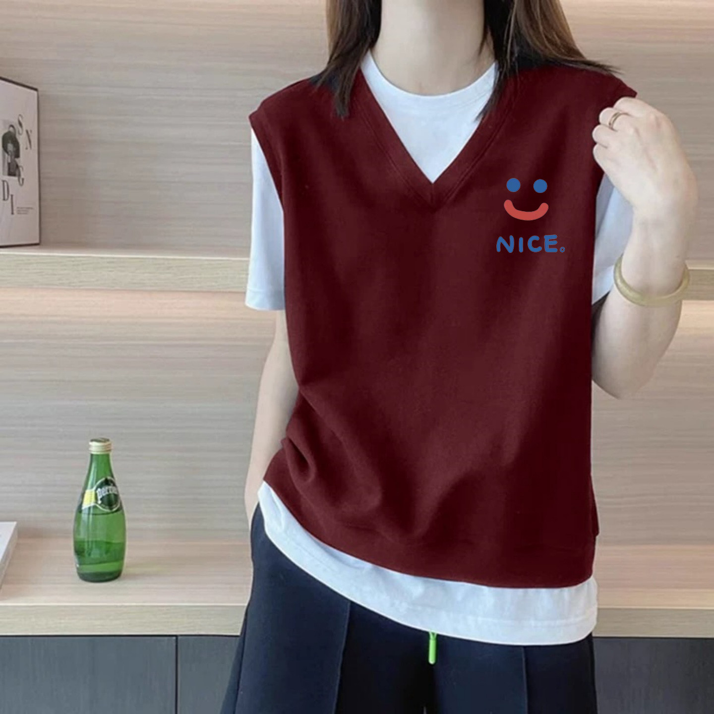 纯棉假两件短袖T恤女2025新款宽松显瘦印花上衣大码,女装/女士精品,大码内搭,淘宝优惠券,粉丝福利购,淘宝优惠卷