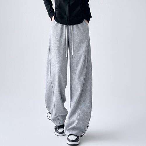 秋冬高腰运动裤阔腿裤高腰卫裤女