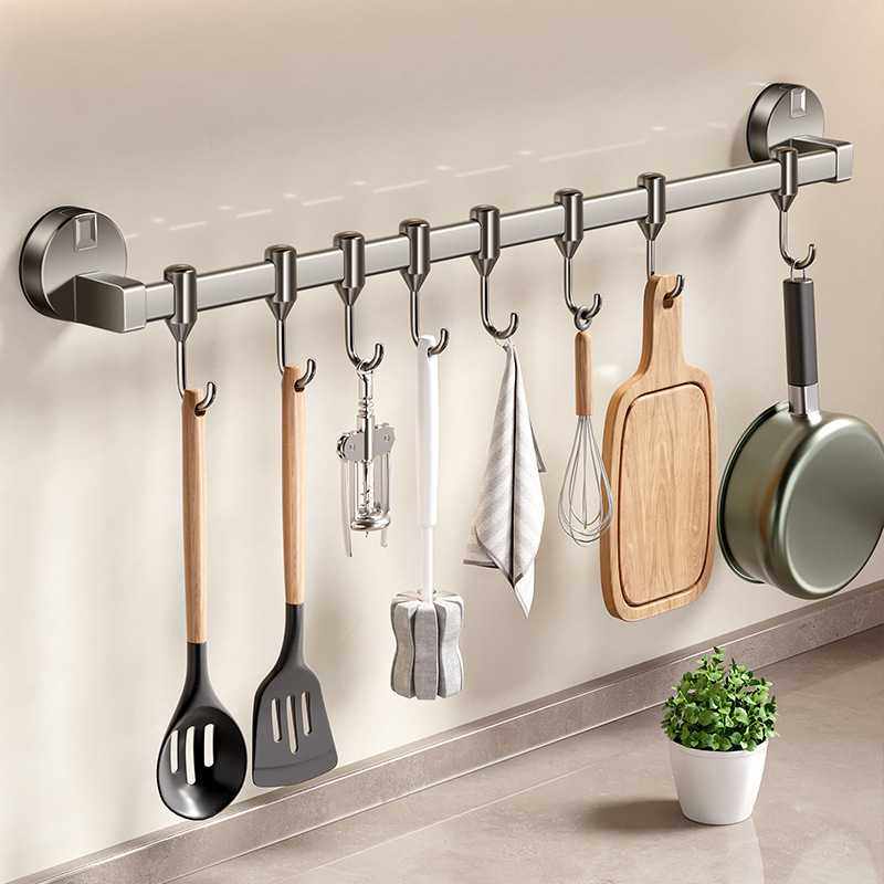 吸盘厨房挂钩免打孔厨房置物架壁挂式收纳排钩锅铲沥水挂架子,厨房/烹饪用具,厨房墙壁置物架/厨房墙壁挂架,淘宝优惠券,粉丝福利购,淘宝优惠卷