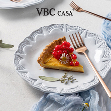 意大利VBC CASA黑陶土餐盘浮雕蕾丝复古餐具沙拉碗酸奶碗咖啡杯子