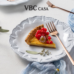 CASA黑陶餐盘浮雕圆盘复古餐具沙拉碗酸奶碗咖啡杯子 意大利VBC