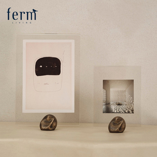 丹麦进口Ferm 饰摆台挂墙相框 Living砾石相框黄铜亚克力相片夹装