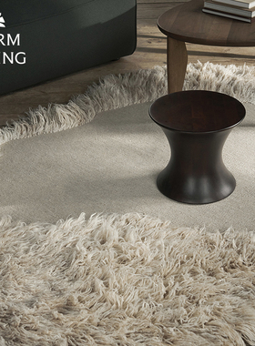 丹麦Ferm Living Norte中古不规则羊毛地毯艺术房间卧室床边毯