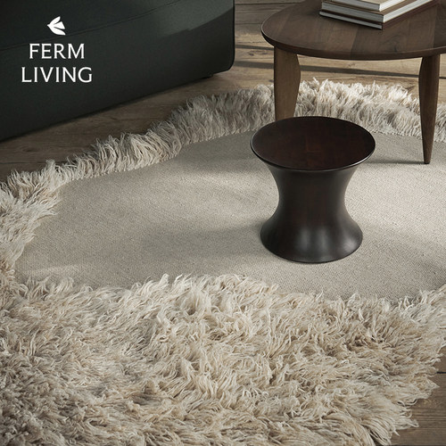 丹麦Ferm Living Norte中古不规则羊毛地毯艺术房间卧室床边毯