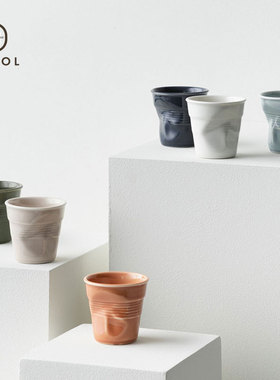 法国Revol褶皱咖啡杯子不规则陶瓷彩色意式浓缩杯礼盒 热饮杯水杯