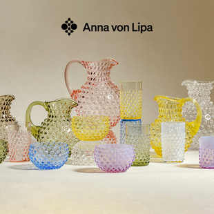 捷克Anna Von Lipa波点冷饮杯玻璃杯咖啡杯水果麦片碗 冷水壶花瓶