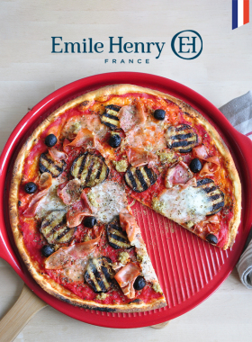 法国Emile Henry陶瓷圆形披萨烤盘条纹pizza 烤箱烘焙盘模具