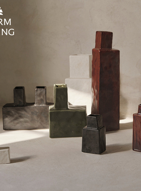 丹麦Ferm Living Koa陶瓷束口花瓶几何简约装饰摆件桌面花器