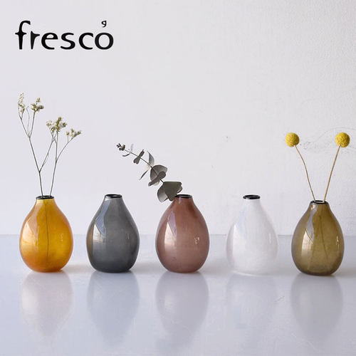 日本进口Fresco彩色玻璃小花瓶