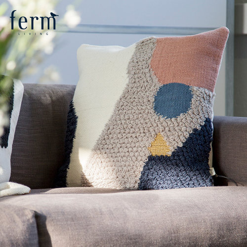 丹麦Ferm Living立体绒圈羊毛抱枕客厅沙发护腰靠垫家用创意靠枕
