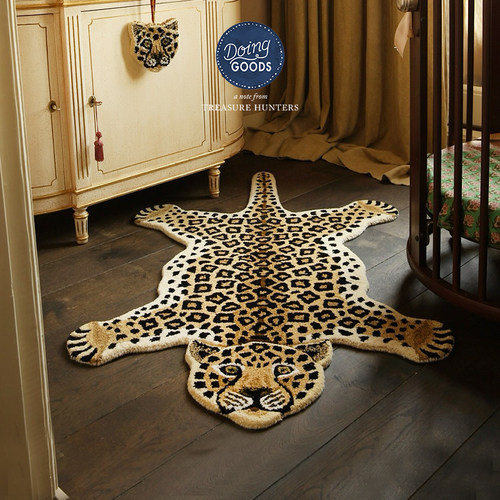 荷兰Doing Goods豹子地毯动物羊毛地垫手工客厅卧室床边入户门垫