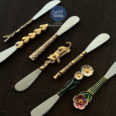 手工黄铜餐具套装西餐甜品勺