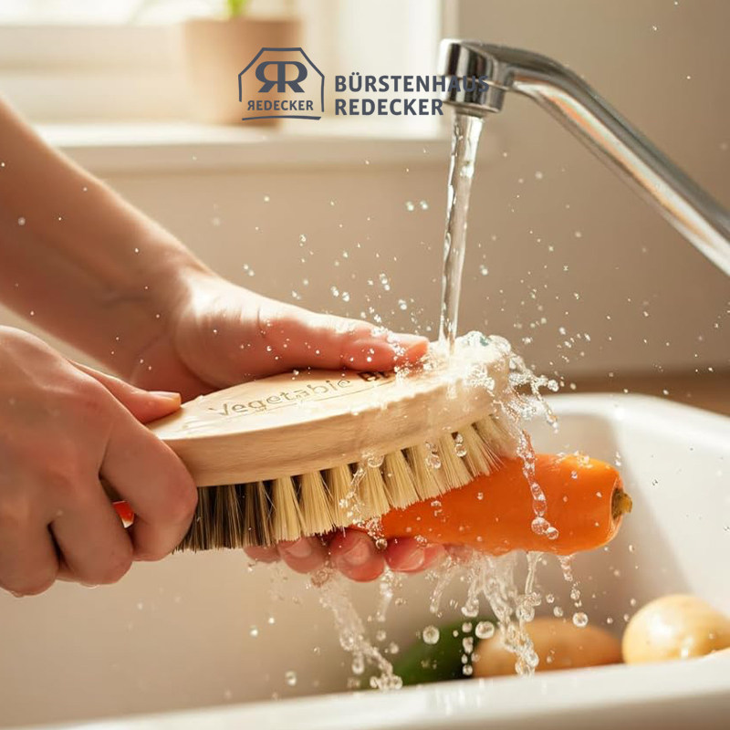 德国直采进口Redecker厨房清洗水果蔬菜刷子 天然实木柄+椰棕剑麻