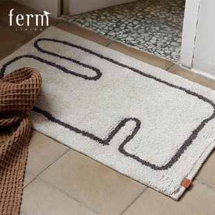 丹麦Ferm Living几何地垫入户门脚垫进门垫浴室吸水垫防滑厨房垫