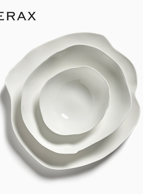 比利时Serax不规则骨瓷餐具盘子碗白色 异形餐盘陶瓷荷叶盘甜品碟