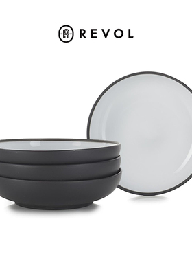 法国REVOL陶瓷深盘家用深汤盘黑白法式餐具西餐意面盘浅口碗油壶