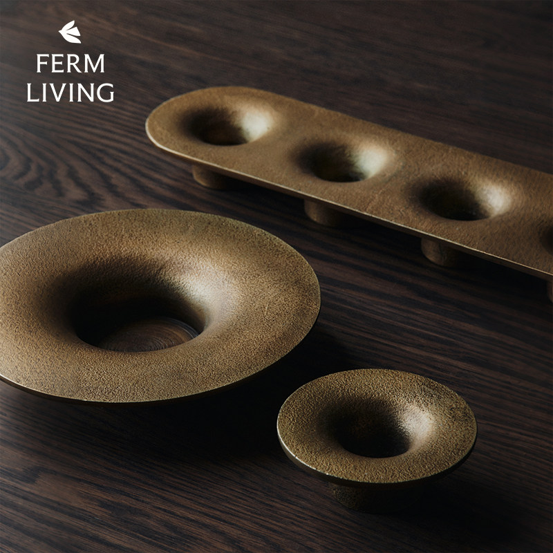 丹麦Ferm Living 烛台客厅桌面装饰摆件简约金属蜡烛底座