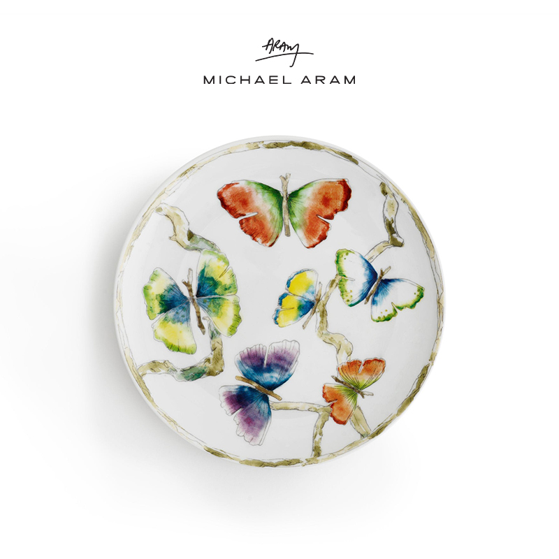 美国Michael Aram蝴蝶银杏彩色陶瓷餐盘轻奢中式复古送礼乔迁礼