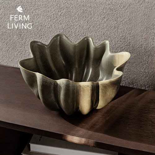 丹麦Ferm Living Nium北欧陶瓷装饰碗果盘果篮复古收纳碗摆件