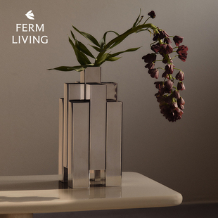 丹麦Ferm Tessera镜面不锈钢花瓶摆件客厅卧室雕塑感艺术 Living