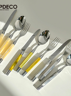 法国Capdeco不锈钢刀叉套装西餐餐具三件套家用黄油刀甜品勺