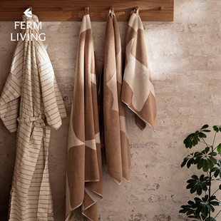 丹麦Ferm Living洗脸毛巾擦手纯棉吸水浴巾Ebb柔软海边沙滩巾女士