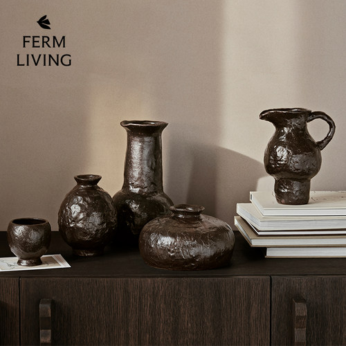 丹麦Ferm Living Doro杯子花瓶水壶釉面陶器桌面装饰摆件