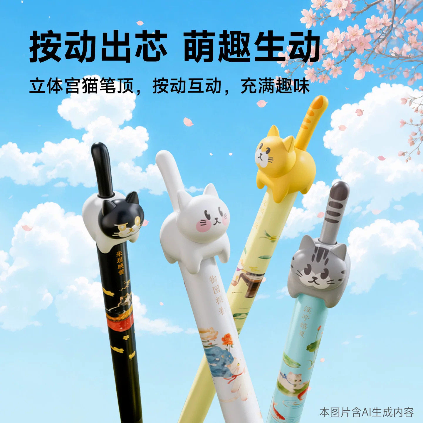 点石故宫宫喵四季速干按动中性笔