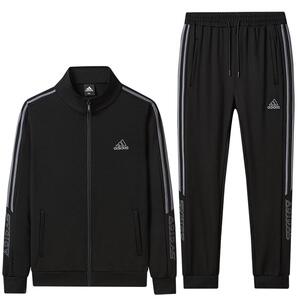 2024新款刺绣款阿迪达斯春秋潮牌套装运动休闲宽松开衫跑步两件套