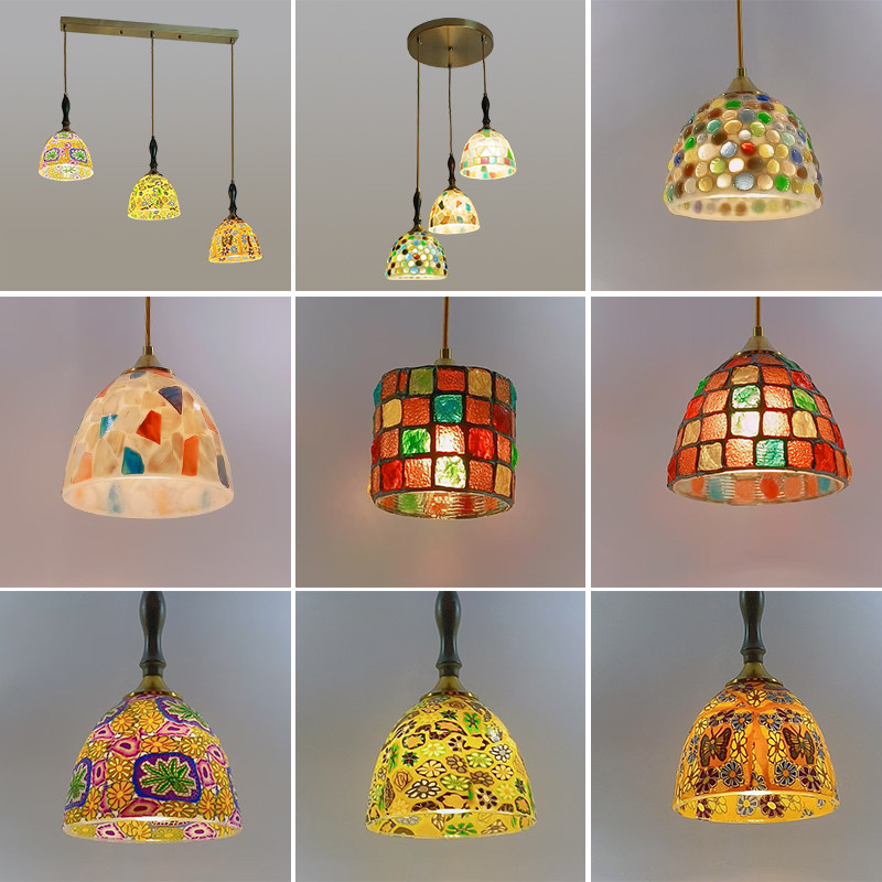 中古风吊灯卧室床头创意彩色贝壳法式田园民宿过道阳台餐厅吧台灯,家装灯饰光源,床头/玄关/吧台/过道吊灯,淘宝优惠券,粉丝福利购,淘宝优惠卷