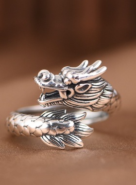 民族银戒指金鹿王复古