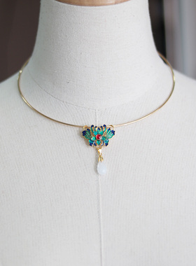 古风明制烧蓝配饰新娘璎珞项圈