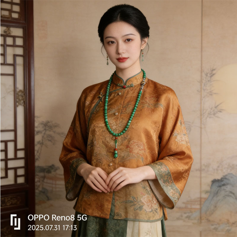 原创设计感 小众翡翠玉石项链女新中式国风气质文艺风长链毛衣链
