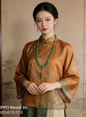 新中式玉石毛衣链女绿色项链