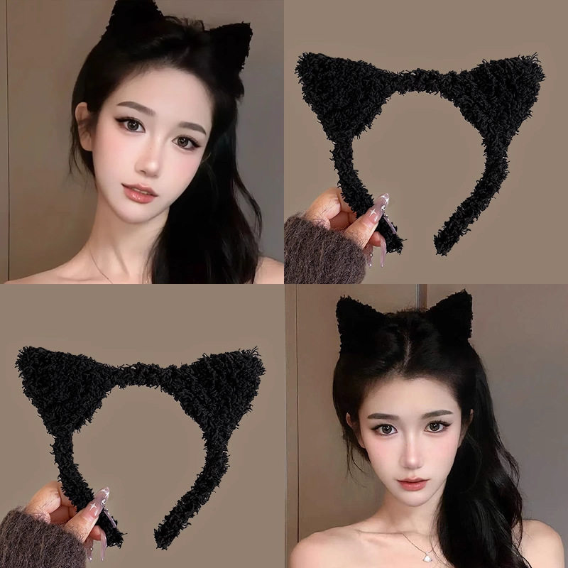 可爱毛绒猫耳朵猫咪发箍2025新款秋冬洗脸不勒头压发头箍甜美发卡