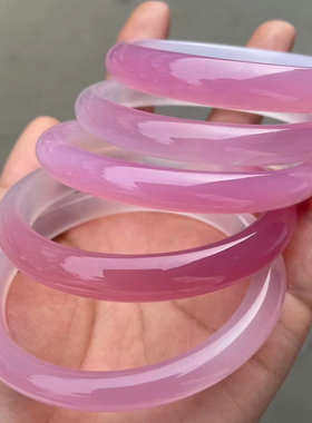 少女粉女款玉髓渐变粉手镯