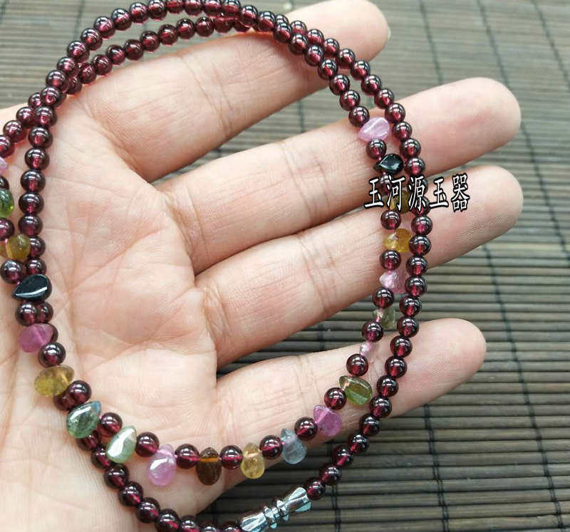 天然碧玺项链正品女款水滴石榴石玉石锁骨链招财夏百搭简约带证书
