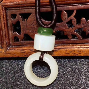 和田玉吊坠平安扣男女情侣款 白玉时来运转挂件招财护身玉项链