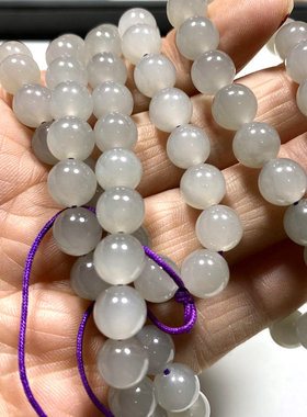 和田玉吊坠挂绳烟灰色圆珠108颗多圈手链全珠链玉石项链绳