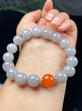 天然和田玉烟灰色圆珠手串南红手链男女路路通把件单圈玉石礼物