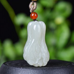 天然玉石和田玉青白玉白菜吊坠项链雕刻挂件立体遇百财玉佩