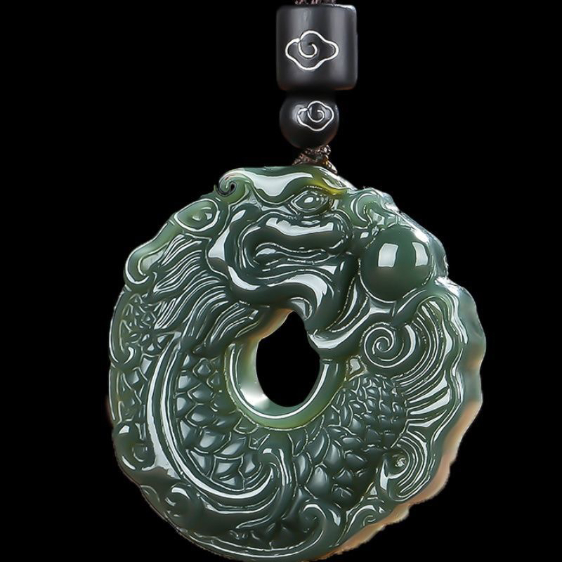 和田玉青玉鱼化龙吊坠挂件