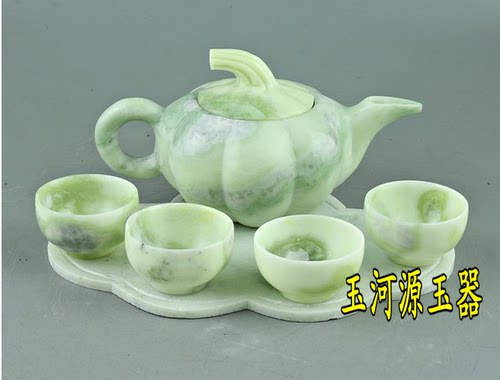 天然玉石摆件陕西蓝田玉茶具