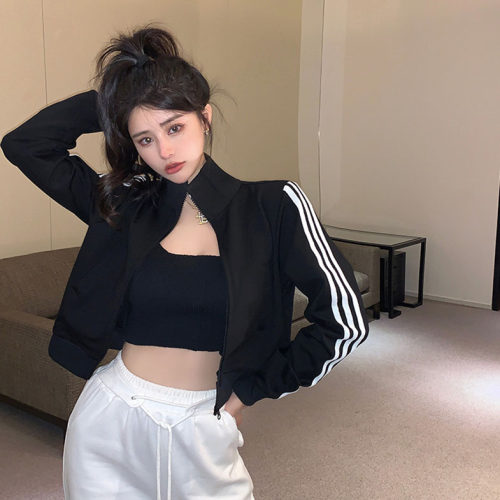 辣妹jazz嘻哈拉链卫衣小外套女