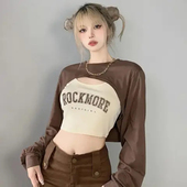 爵士舞服装 潮 练功服辣妹嘻哈街舞跳舞两件套装 女jazz短款 背心罩衫